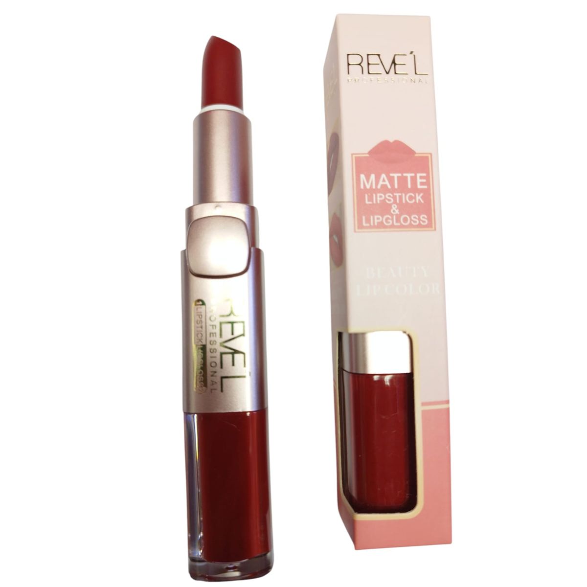 REVE'L PROFESSIONAL - LABIAL REVEL MATTE LIPSTICK & LIPGLOSS DUO TONO FRESA