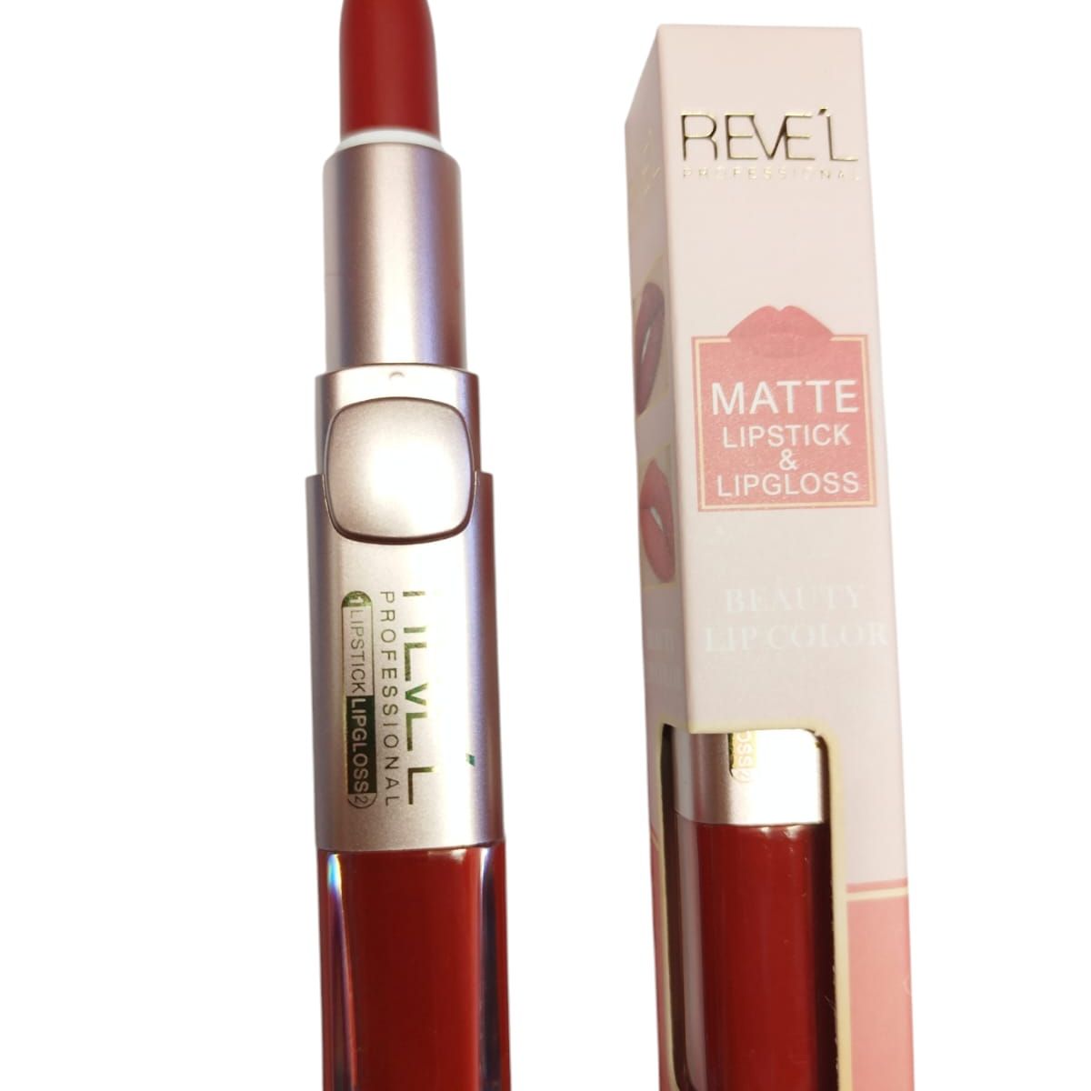 REVE'L PROFESSIONAL - LABIAL REVEL MATTE LIPSTICK & LIPGLOSS DUO TONO PIMIENTA