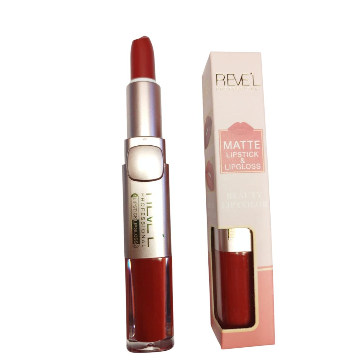REVE'L PROFESSIONAL - LABIAL REVEL MATTE LIPSTICK & LIPGLOSS DUO TONO PIMIENTA
