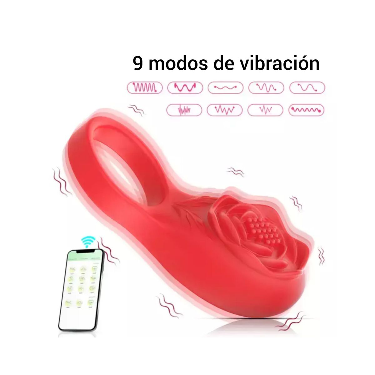 GENERICO - ANILLO PENEAL CON APP YCARGA USB ROSE