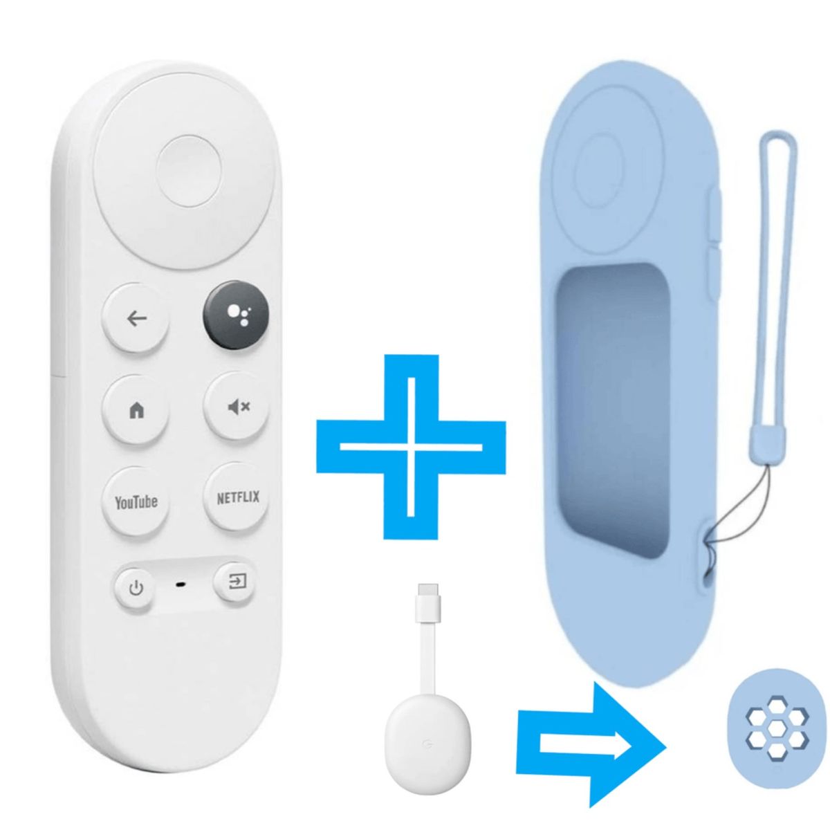 GENERICO - Control Remoto para chromecast google tv HD  Funda Completa Turquesa