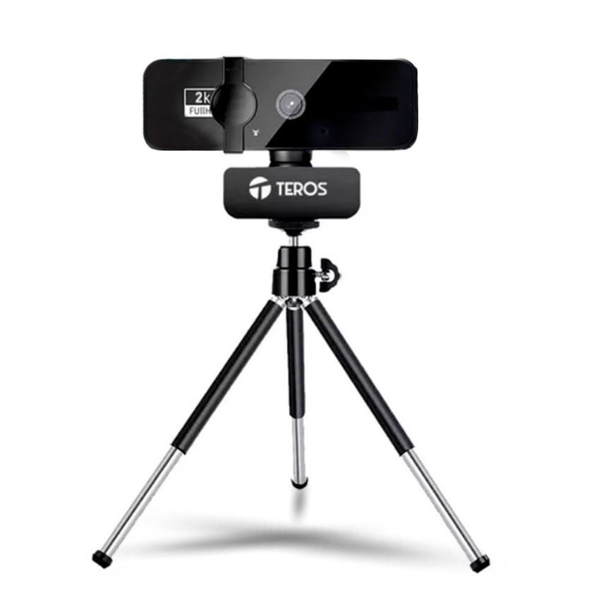 TEROS - Cámara webcam 2K Teros TE-9072 con micrófono USB + tripode
