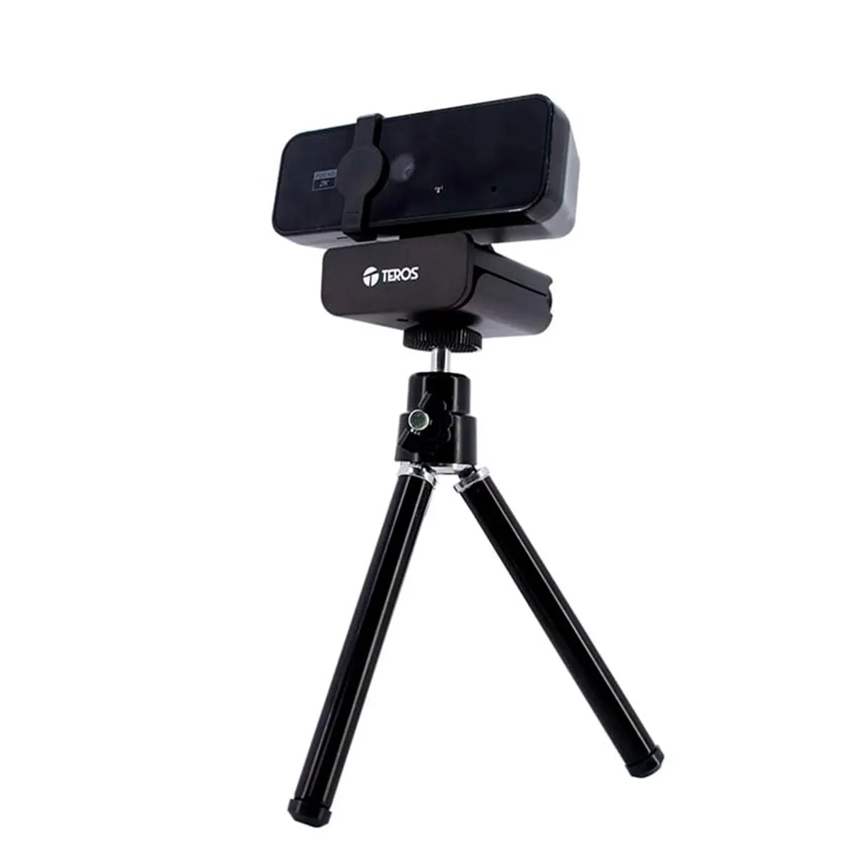 TEROS - Cámara webcam 2K Teros TE-9072 con micrófono USB + tripode