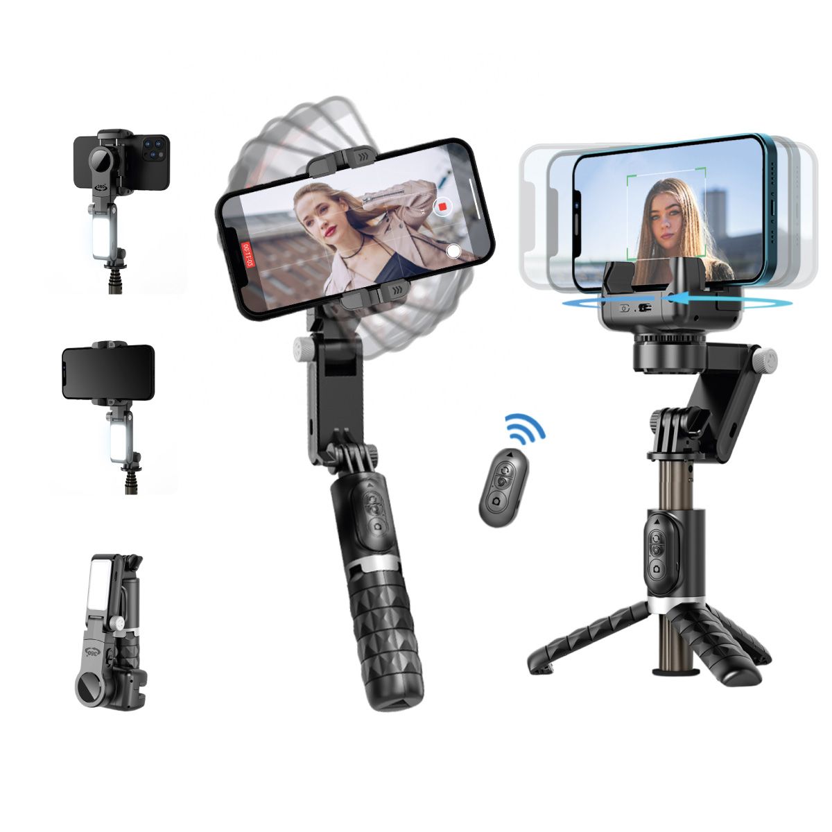 GENERICO - Estabilizador Gimbal Q18 para Celular Luz Seguimiento facial 7en1