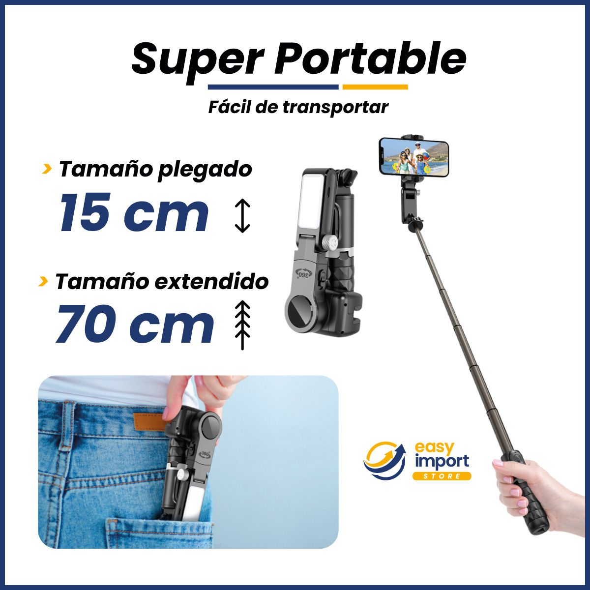 GENERICO - Estabilizador Gimbal Q18 para Celular Luz Seguimiento facial 7en1