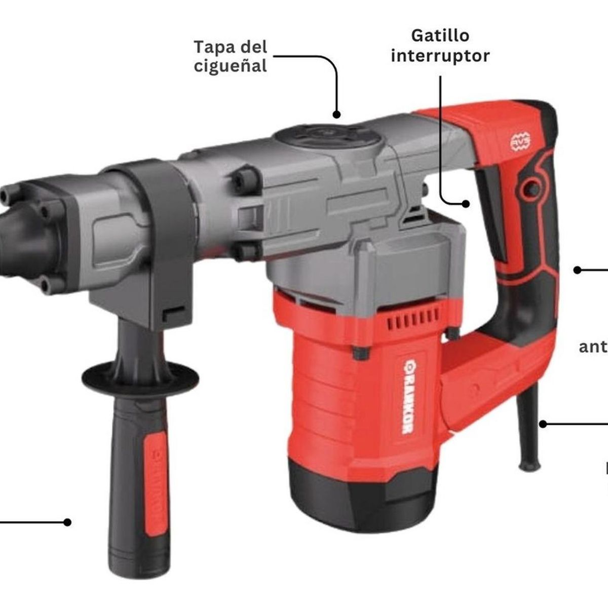 RANKOR - Martillo demoledor hexagonal 1300W 20 Joules Rankor