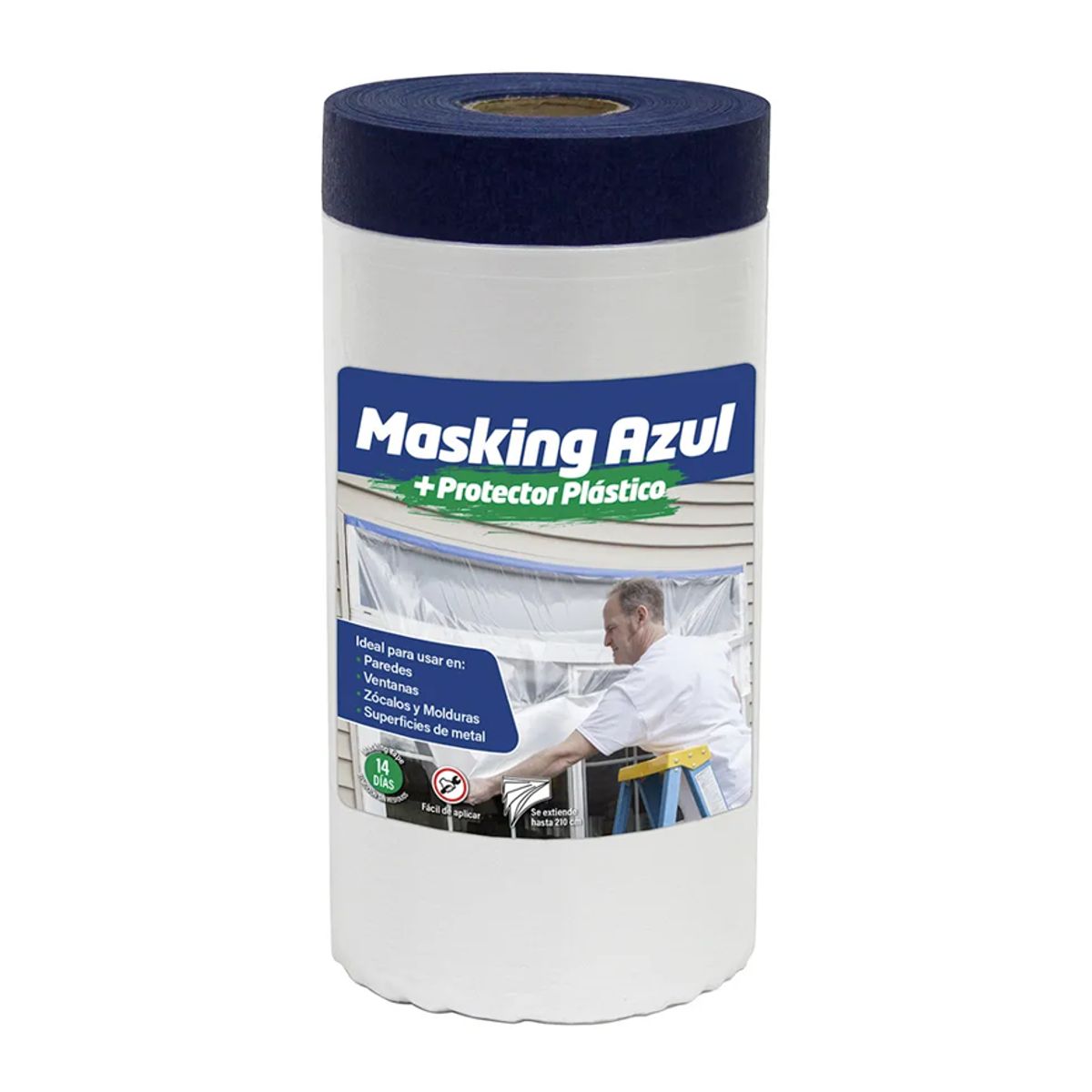 SHURFIX - Cinta Masking Tape Azul + Protector plástico 210CM x 20M