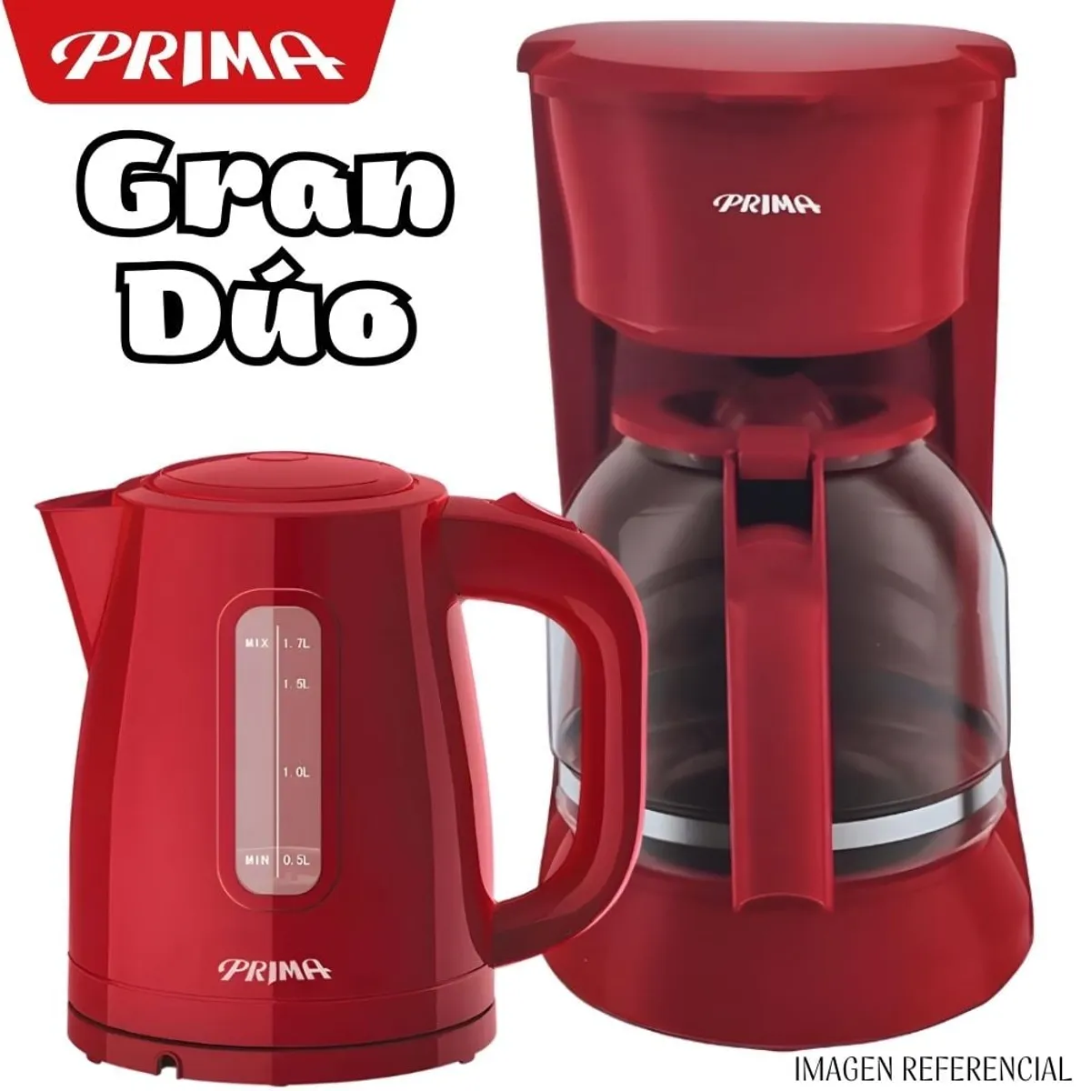 PRIMA - Combo  Hervidor Prima 1.7 KEP0301+Cafetera Prima 1.8 CA1091CP-R