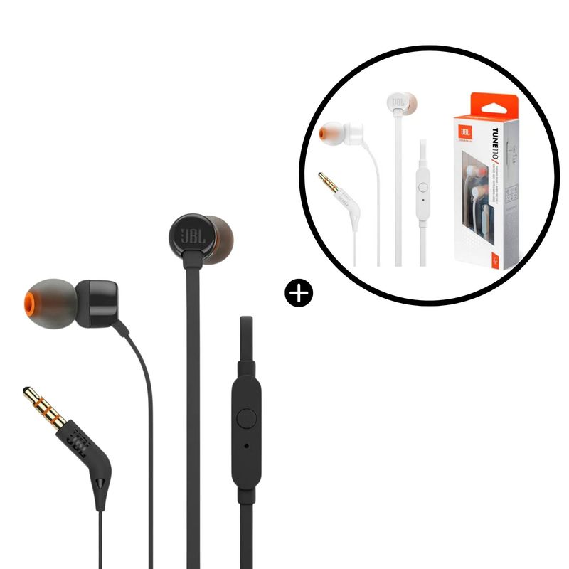 JBL - Combo x2 Audífonos JBL Tune 110 - Blanco y Negro