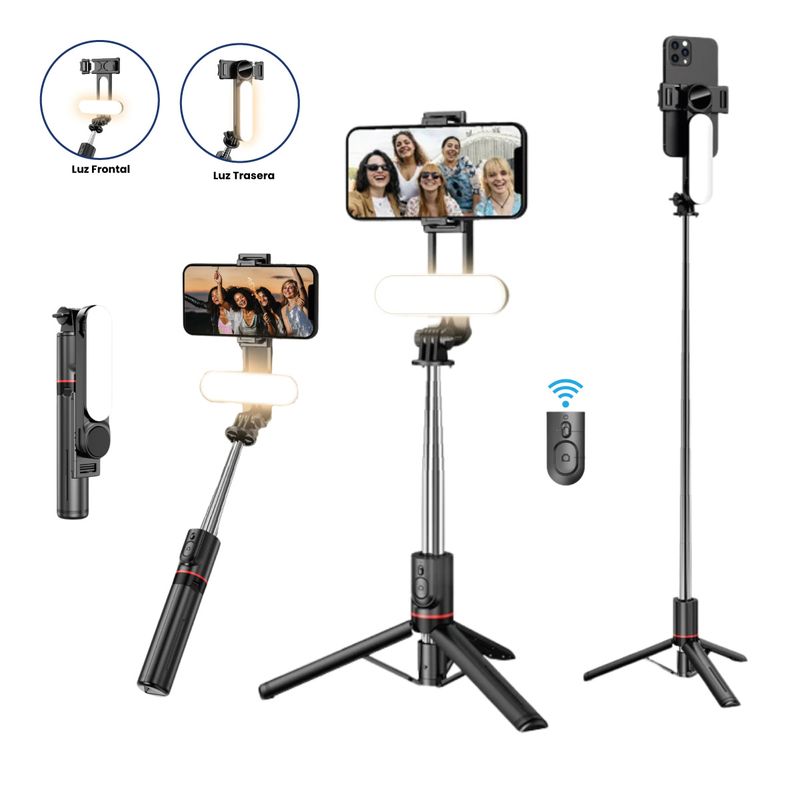GENERICO - Tripode Selfie Stick 110cm + Luz + Bluethoot 5en1 Para Celular