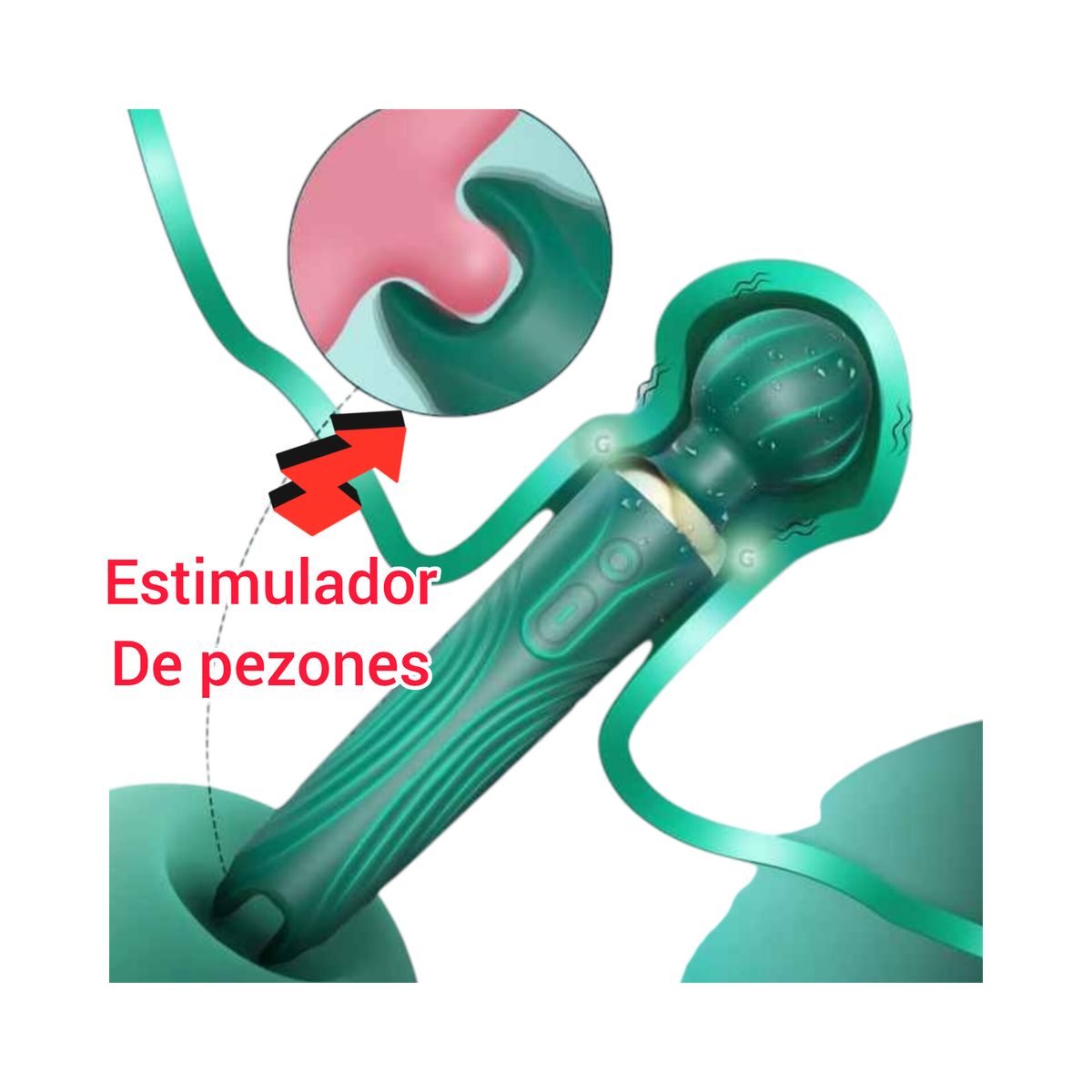 GENERICO - VIBRADOR VARITA POTENTE ESTIMULADOR CLITORIS Y PEZONES