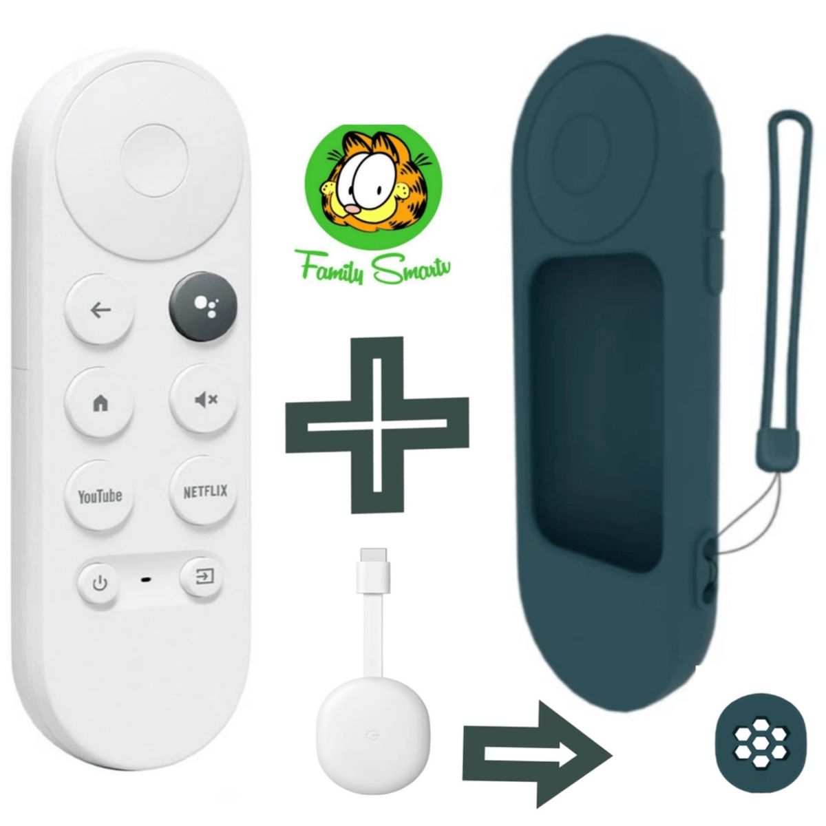 GENERICO - Control Remoto para chromecast google tv HD  Funda Completa Verde