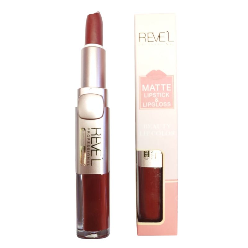 REVE'L PROFESSIONAL - LABIAL REVEL MATTE LIPSTICK & LIPGLOSS DUO TONO ROSA NACAR