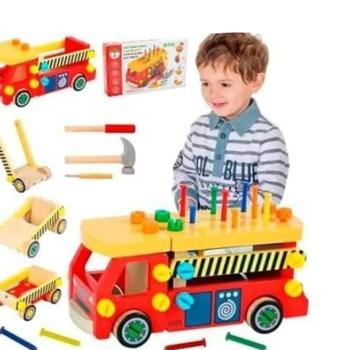 GENERICO - Carrito Tablero Clavijero Destornilladores Didáctico Madera