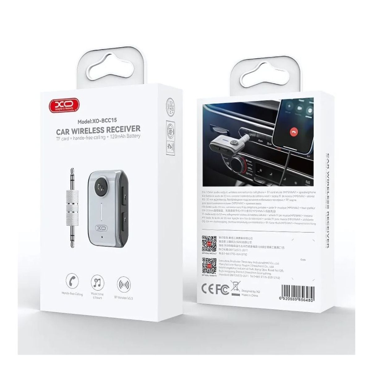 GENERICO - Transmisor Bluetooth FM MP3 jack 3,5 mm negro XO-BCC15