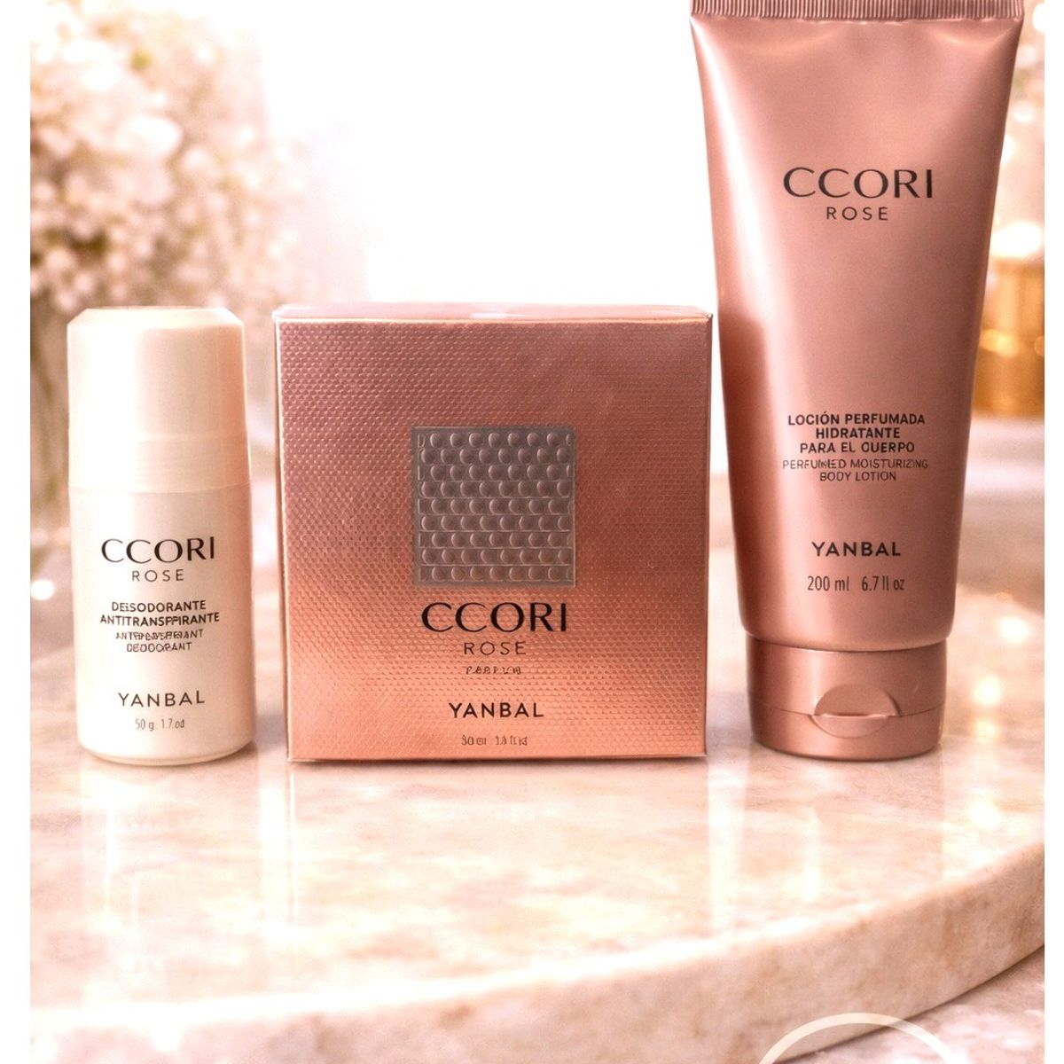 YANBAL - SET CCORI ROSÉ De Mujer YANBAL 50ml - Alta concentración - Perfume - Desodorante y Body Lotion
