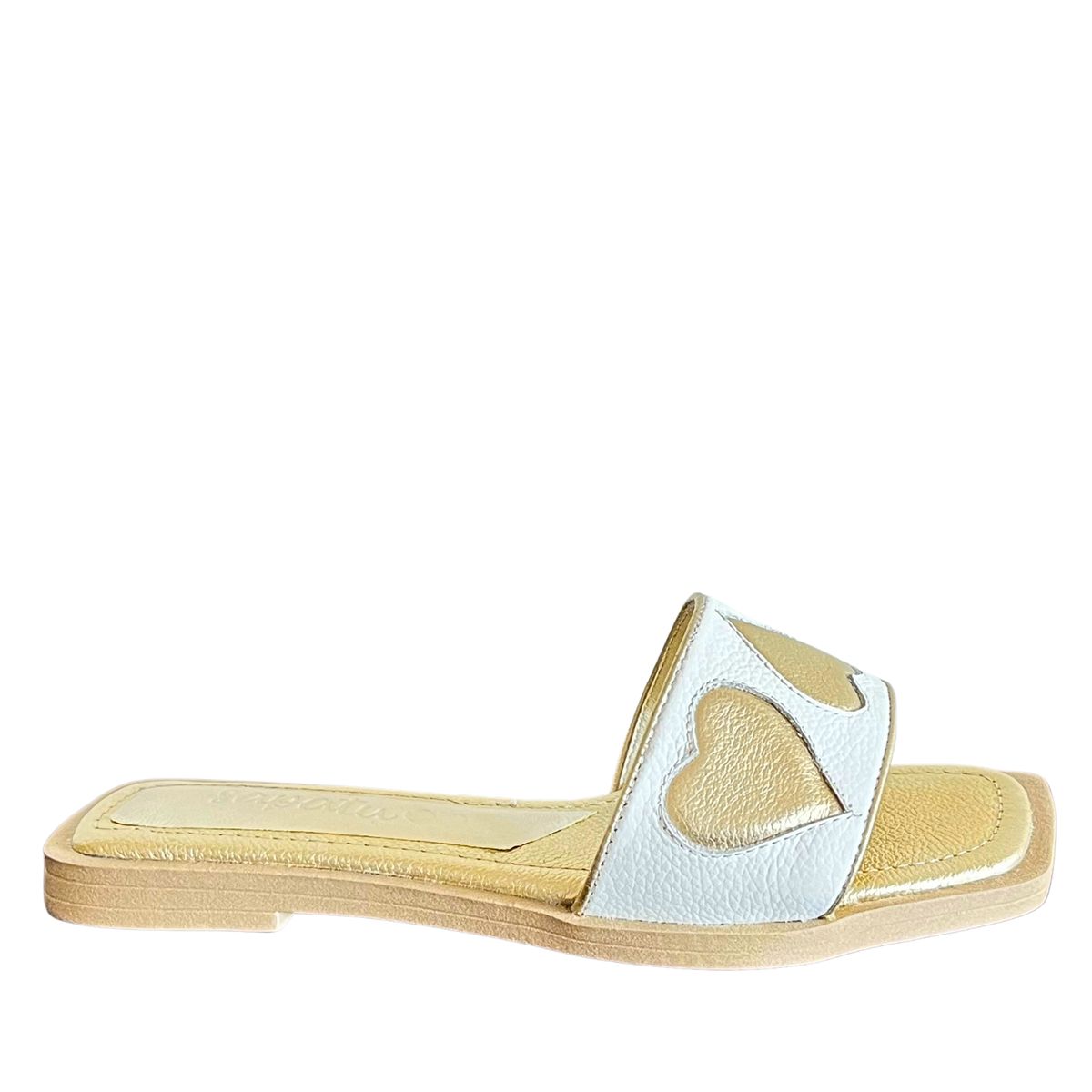SAPATU - SANDALIAS DE CUERO MUJER DORADO BLANCO LOVE