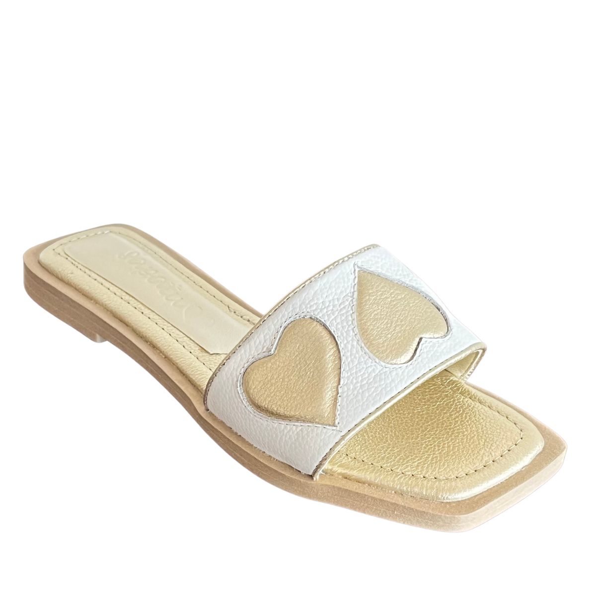 SAPATU - SANDALIAS DE CUERO MUJER DORADO BLANCO LOVE