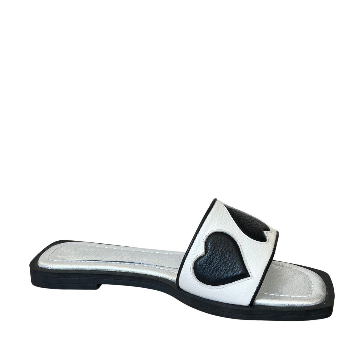 SAPATU - SANDALIAS DE CUERO MUJER NEGRO BLANCO LOVE