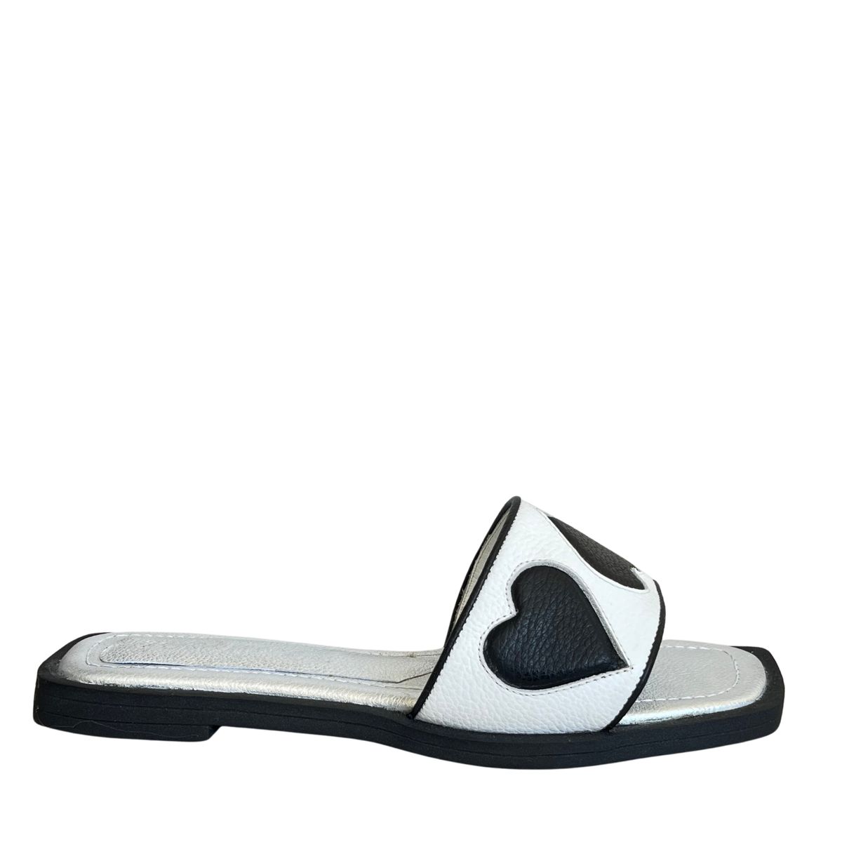 SAPATU - SANDALIAS DE CUERO MUJER NEGRO BLANCO LOVE