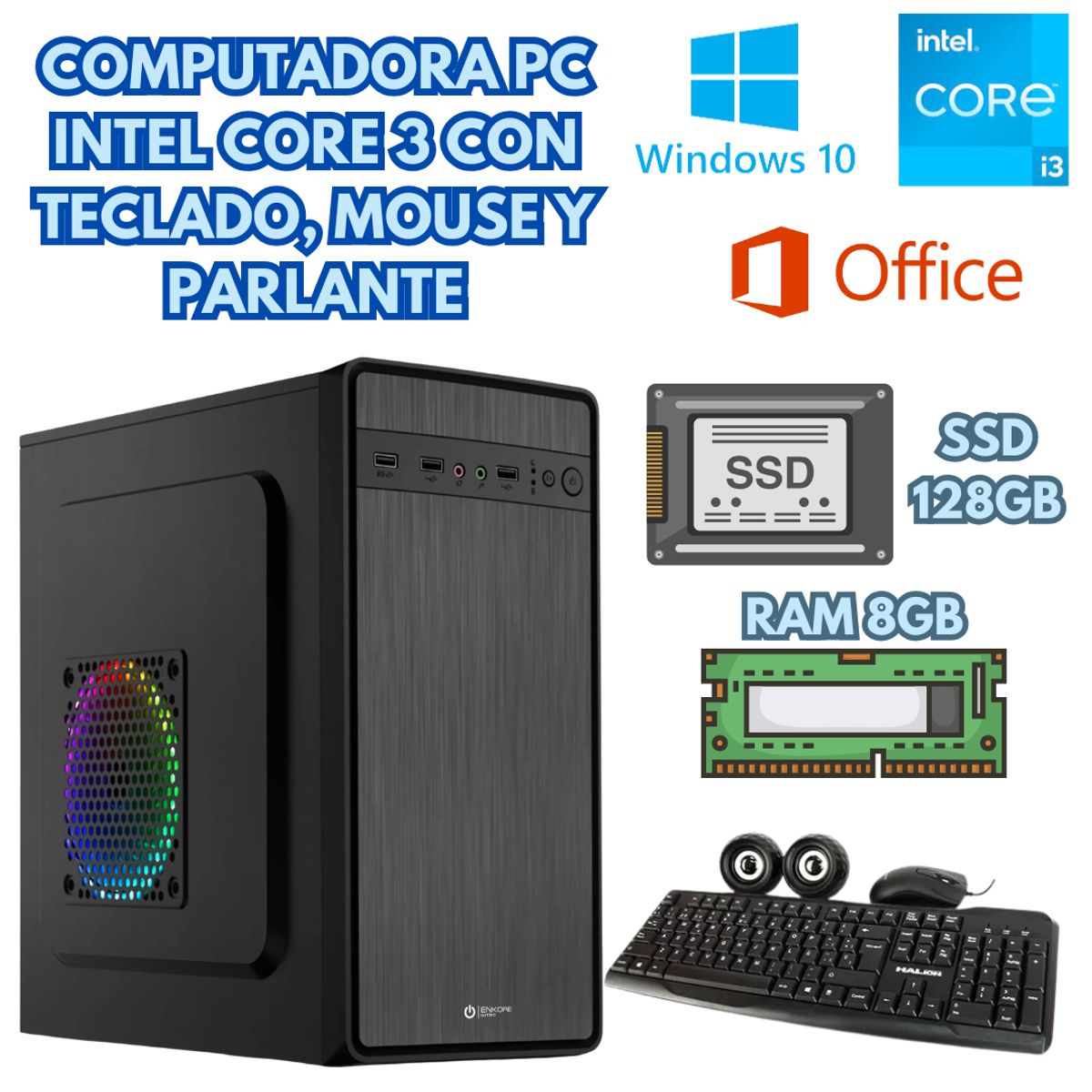 INTEL - COMPUTADORA INTEL I3 SSD 128GB RAM 8GB + ACCESORIOS