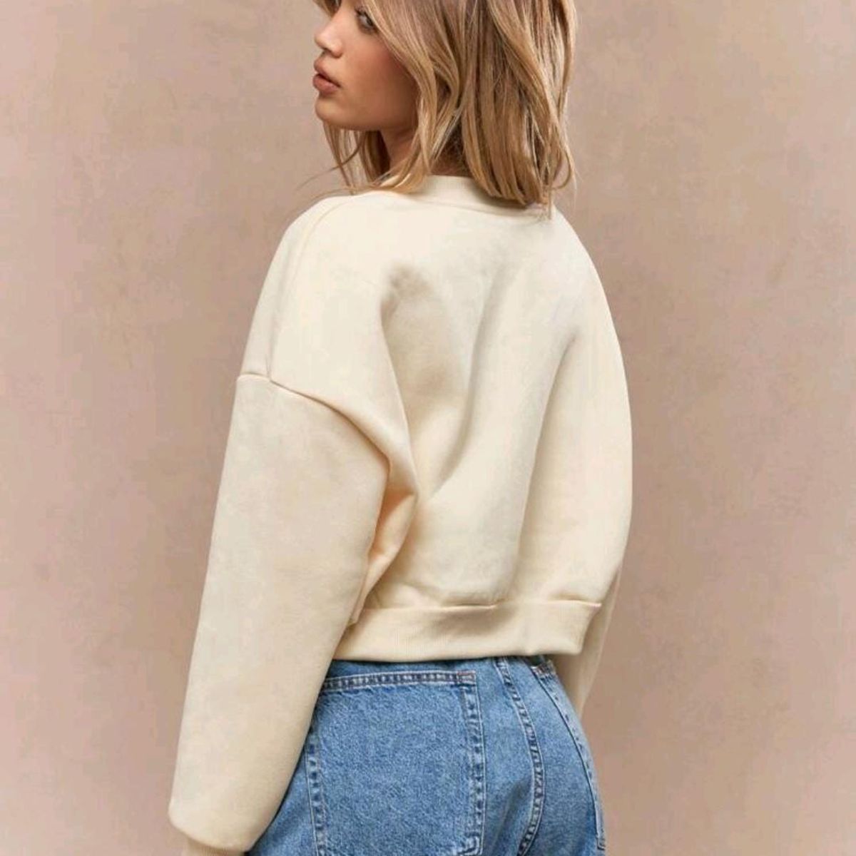 GENERICO - SHEIN Sudadera con capucha corta con cuello en V