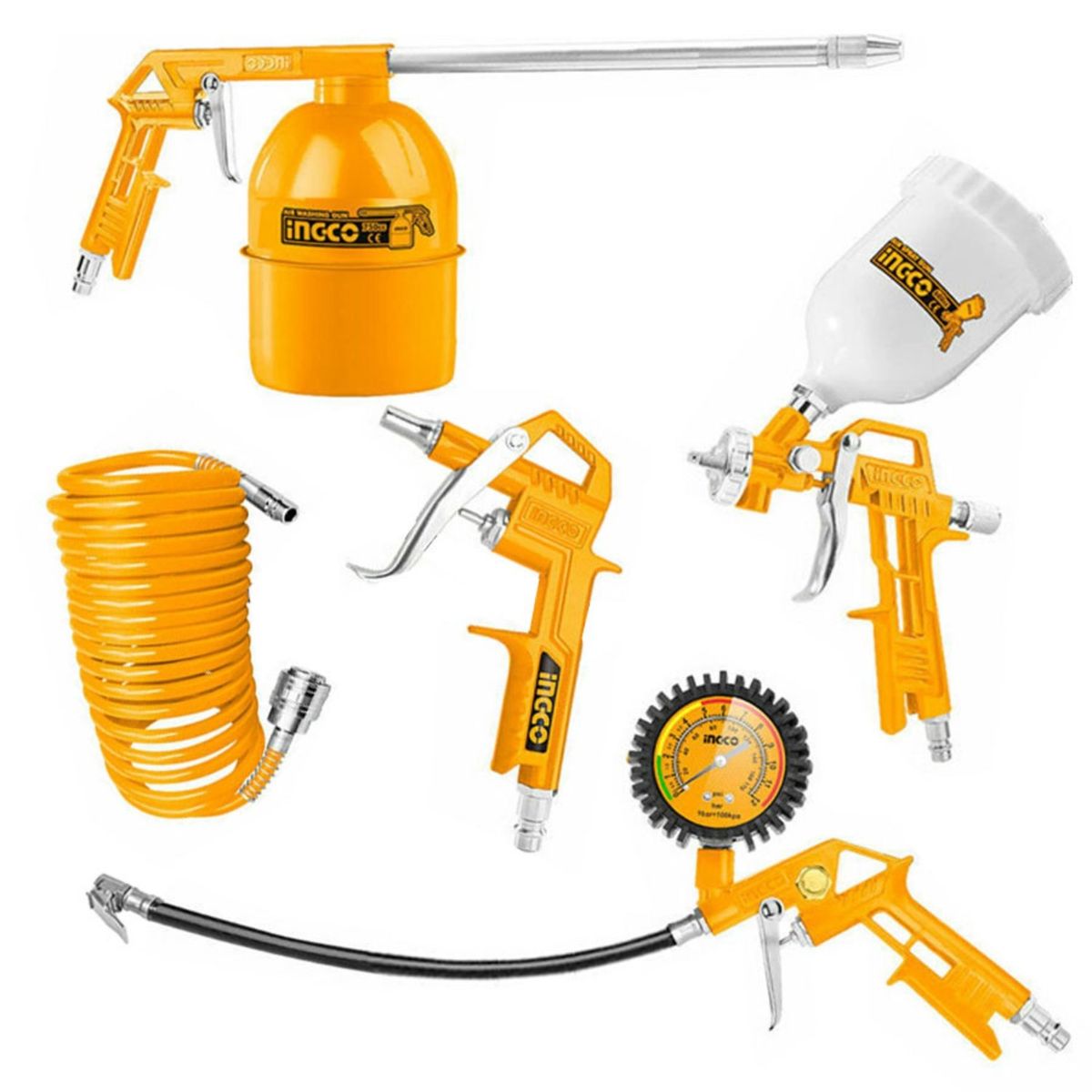 INGCO TOOLS - Kit compresor de aire 5 piezas Ingco