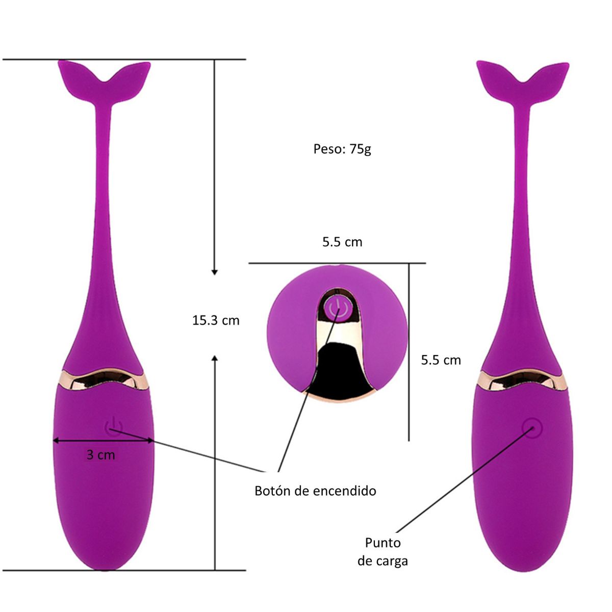 GENERICO - Vibrador con control remoto forma de pescadito-morado