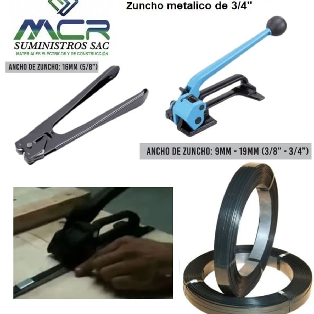 GENERICO - Enzunchadora sellador y Tensionador para Zuncho metalico 3/ 4 pulgadas