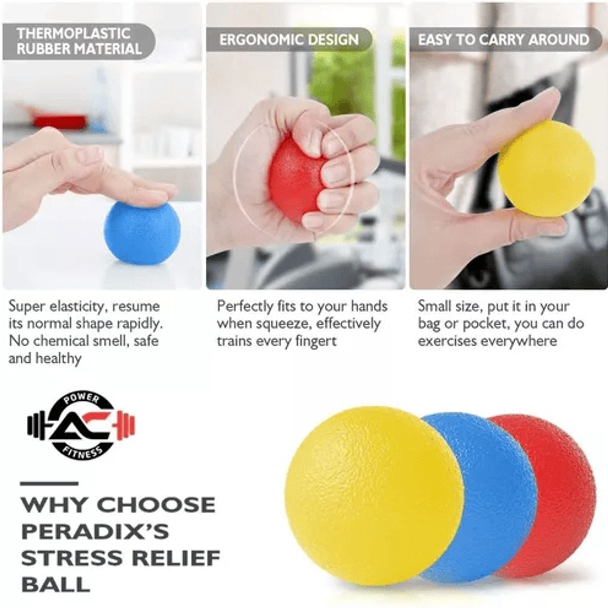 HOLGU - Set De 3 Pelotas Terapia Física/ Antiestrés /Masajeador