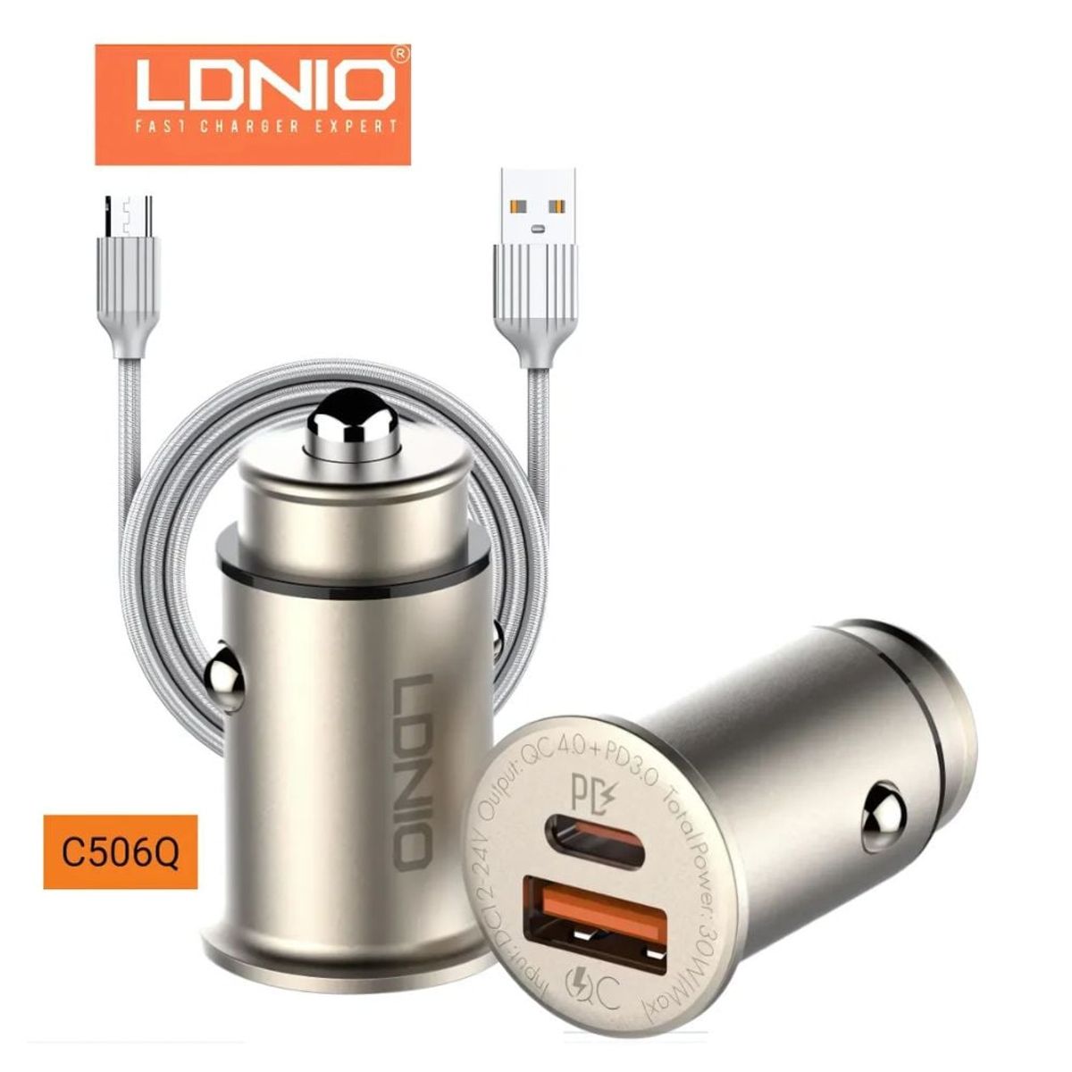 GENERICO - Cargador de Auto Portatil 30W mini LDNIO C506Q