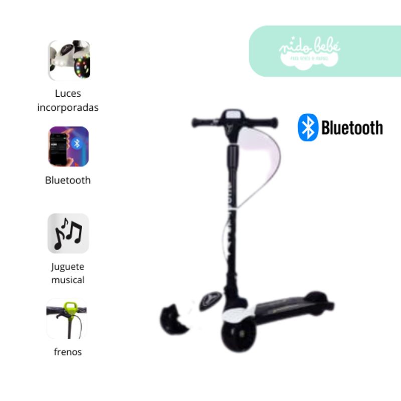 GENERICO - Scooter para niño Coxi con Bluetooth Blanco