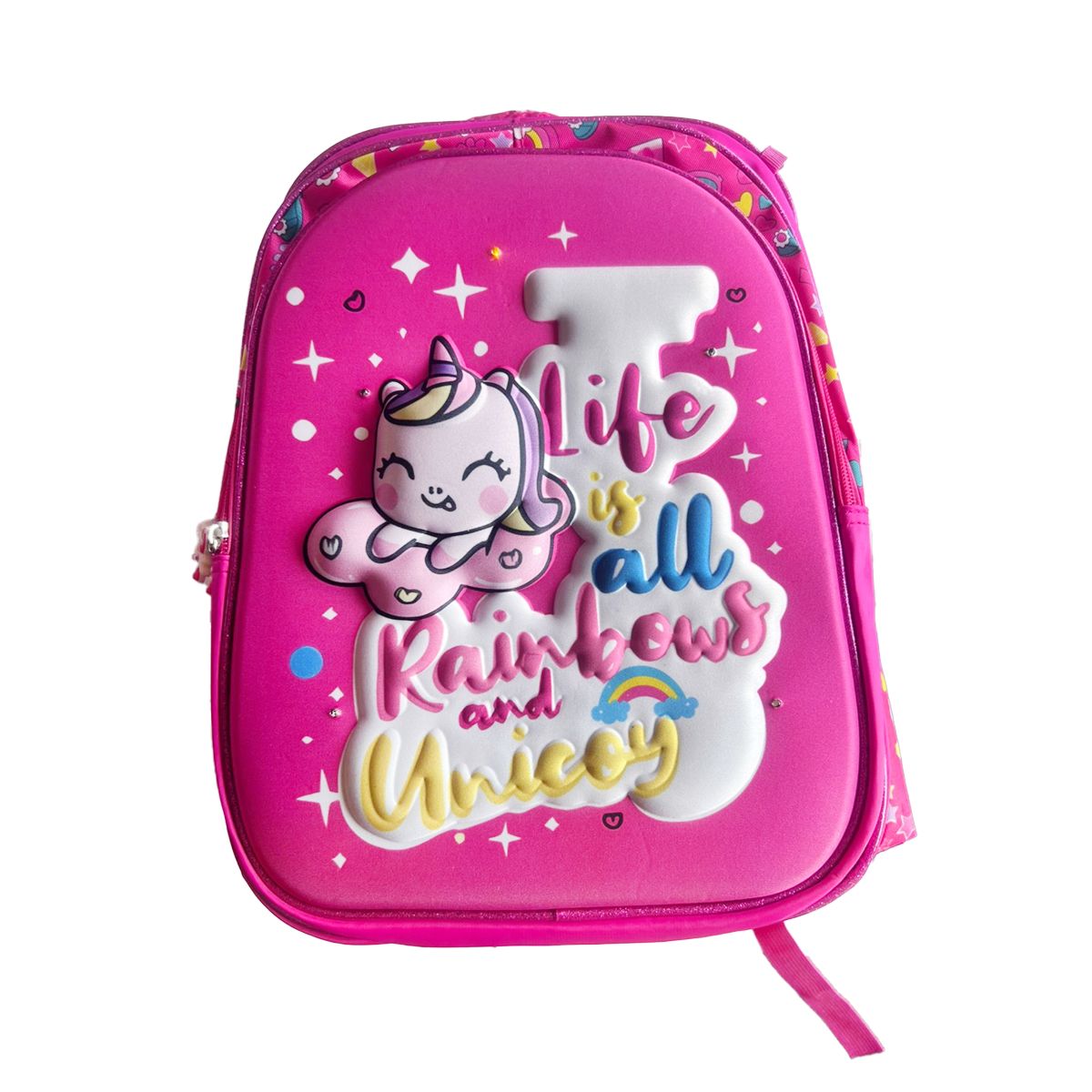 GENERICO - Set Mochila Lonchera Cartuchera Luces Ruedas Eva 3D Unicornio