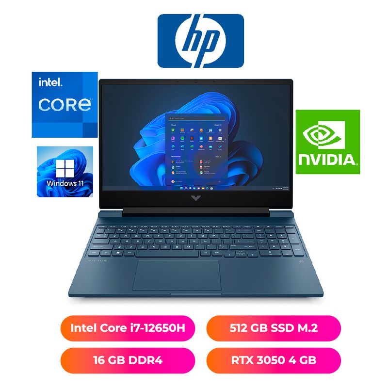 HP - LAPTOP HP VICTUS 15.6", INTEL CORE i7-12650H, 16GB RAM, 512GB SSD, NVIDIA RTX 3050 4GB