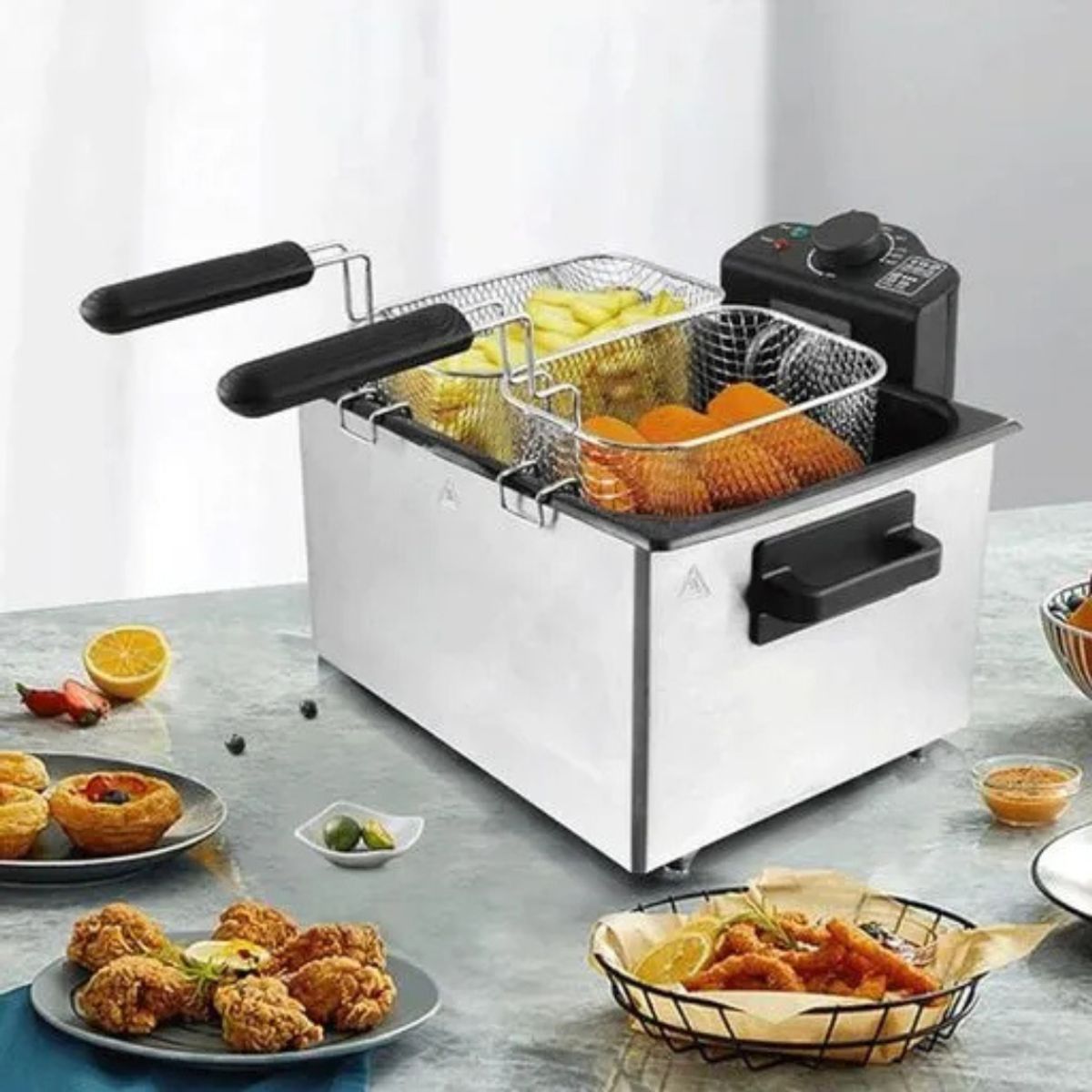 MORLEY - Freidora Eléctrica Morley con 3 Canastillas 5.5Lts