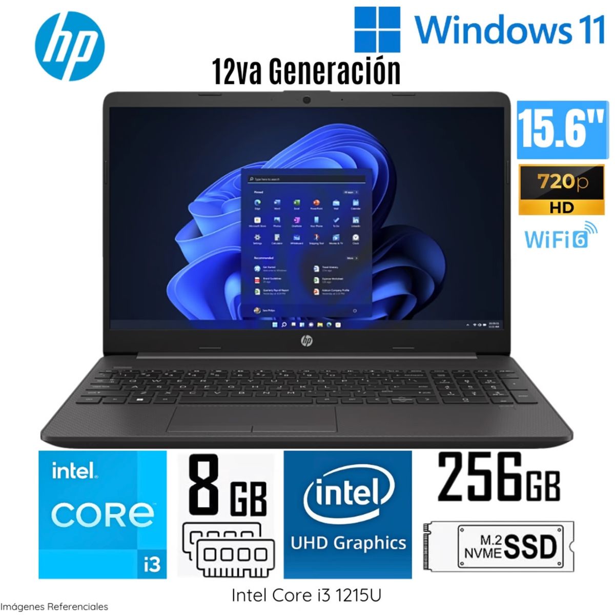HP - Laptop HP 250 G9 Intel Core i3-1215U 8GB RAM 256GB SSD 15.6 HD (9P7L0AT#ABM)