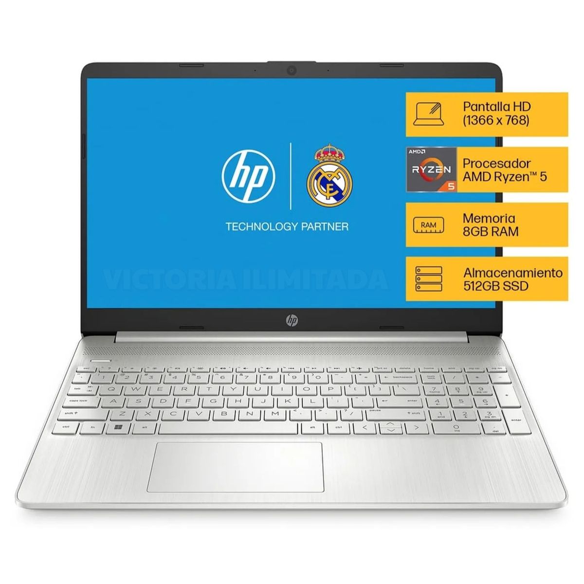 HP - Laptop HP AMD Ryzen 5-5500U 8GB RAM 512GB SSD 15,6" HD Windows 11 15-EF2507LA