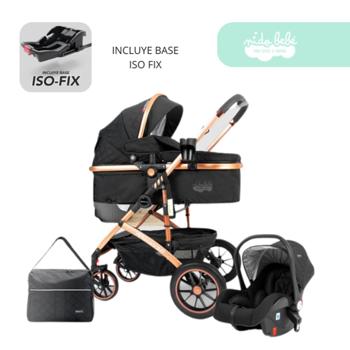 GENERICO - Coche Cuna MOISES Modelo Monaco 3.0 BLACK