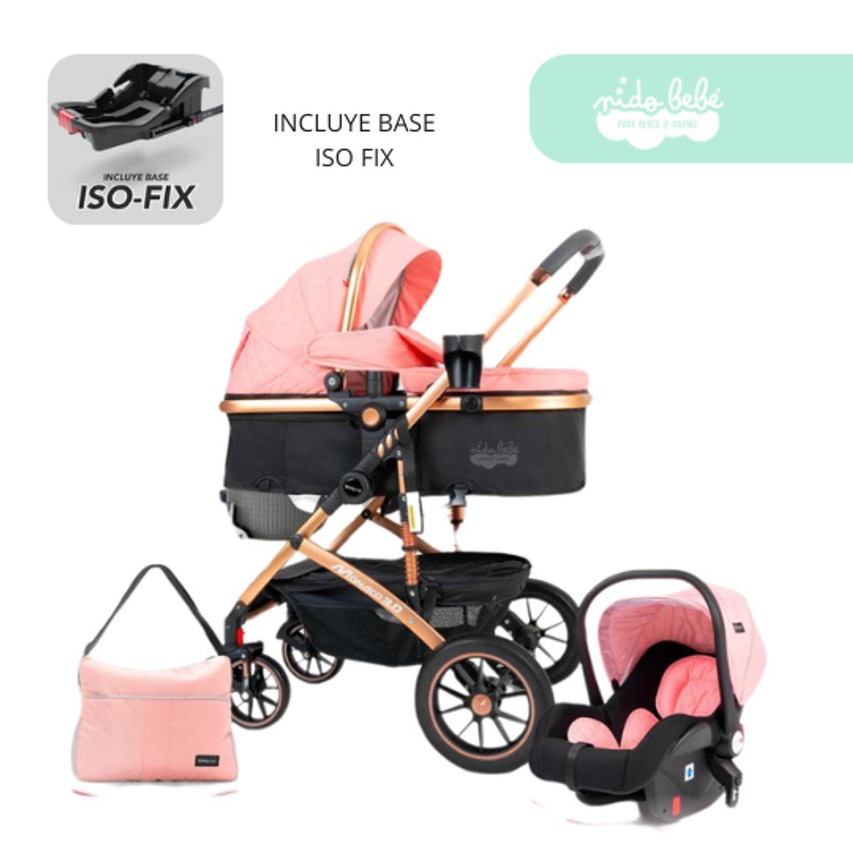 GENERICO - Coche Cuna MOISES Modelo Monaco 3.0 Pink