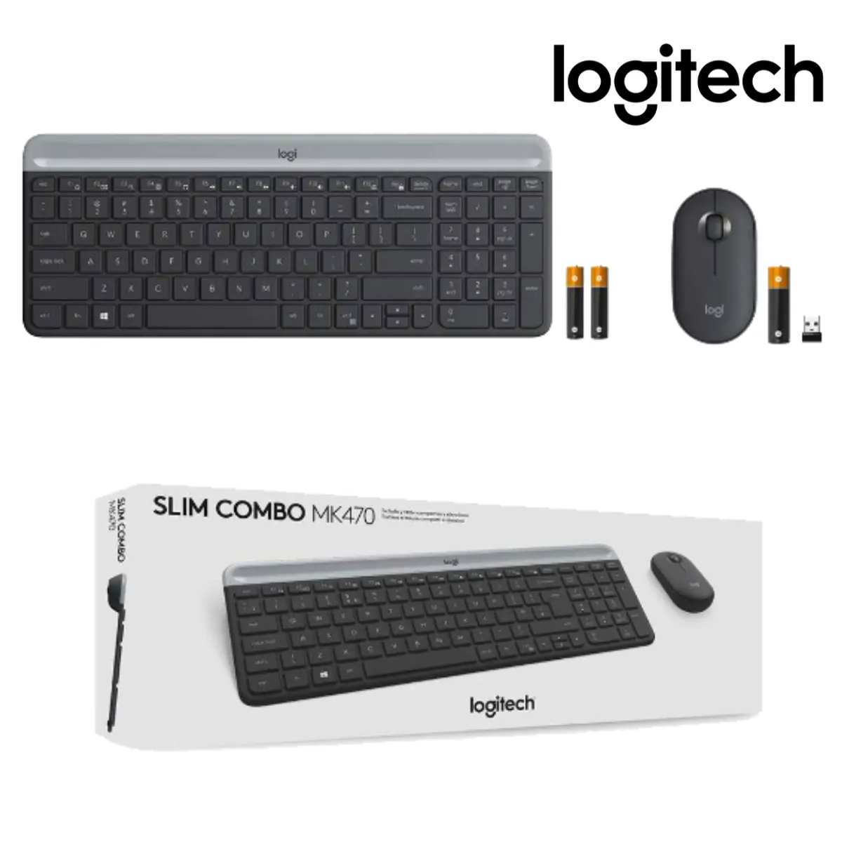 LOGITECH - TECLADO LOGITECH + MOUSE MK470 INALAMBRICO SLIM USB - NEGRO
