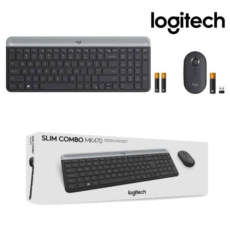 LOGITECH - TECLADO LOGITECH + MOUSE MK470 INALAMBRICO SLIM USB - NEGRO
