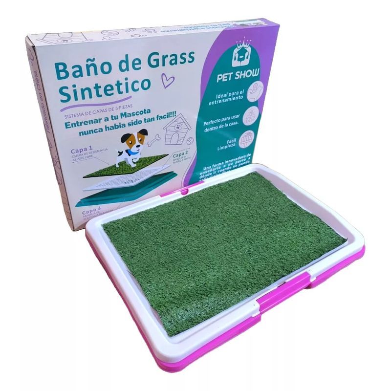 GENERICO - Baño Portátil Grande Para Mascota Grass Sintetico 63x47cm -Fucsia