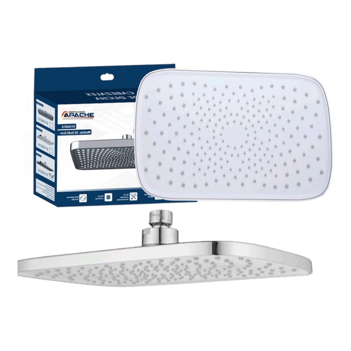 APACHE - Cabeza Ducha Española ABS Rectangular 30x20cm con Brazo de Acero 40cm