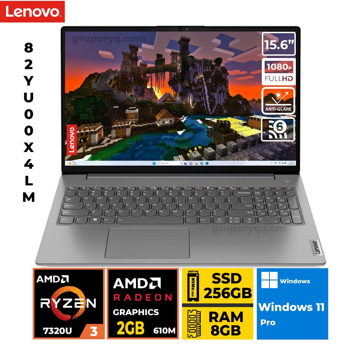 LENOVO - LAPTOP LENOVO V15 G4 AMN RYZEN 3-7320U RAN 8GB SSD 256GB 156 FHD Windows 11Pro