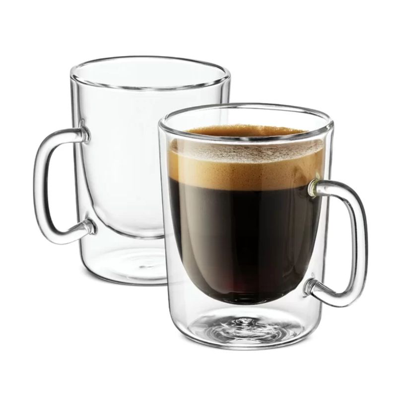 INSPIRA - Set de 2 Tazas Alta Recta Doble Pared de Vidrio 90 ml
