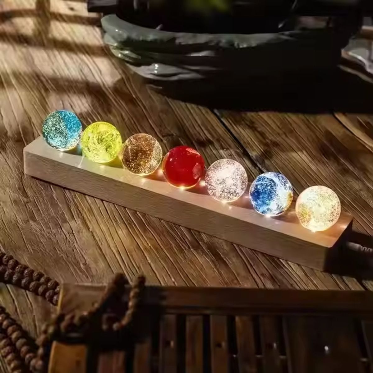 GENERICO - 7 esferas de cristal luminosas de estrellas y galaxias (largo)