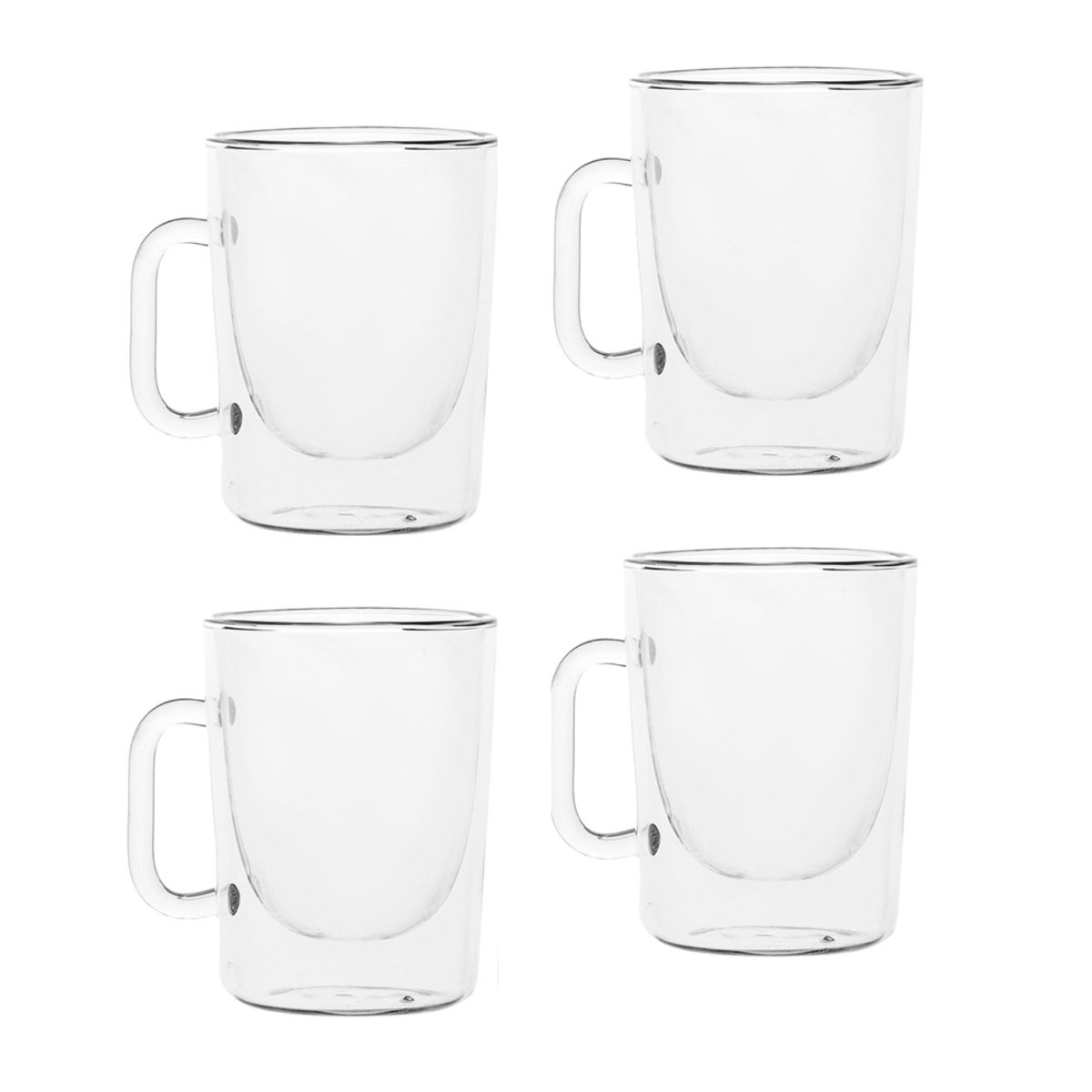 INSPIRA - Set de 4 Tazas Alta Recta Doble Pared de Vidrio 90 ml