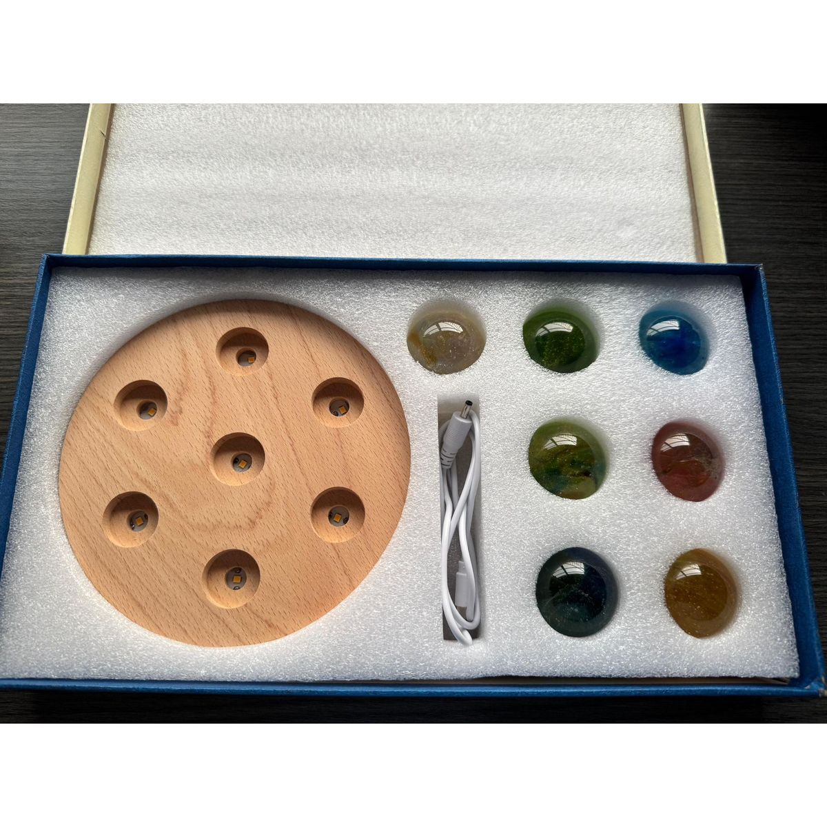 GENERICO - 7 esferas de cristal luminosas de estrellas y galaxias (circular)