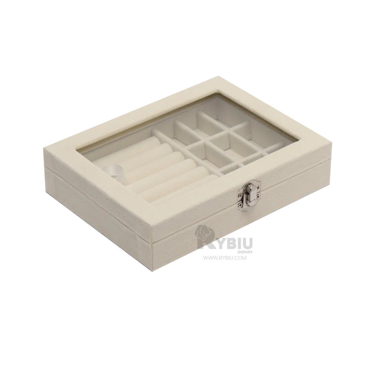 RYBIU IMPORT - Joyero Organizador de Senoritas de Terciopelo de Color Beige