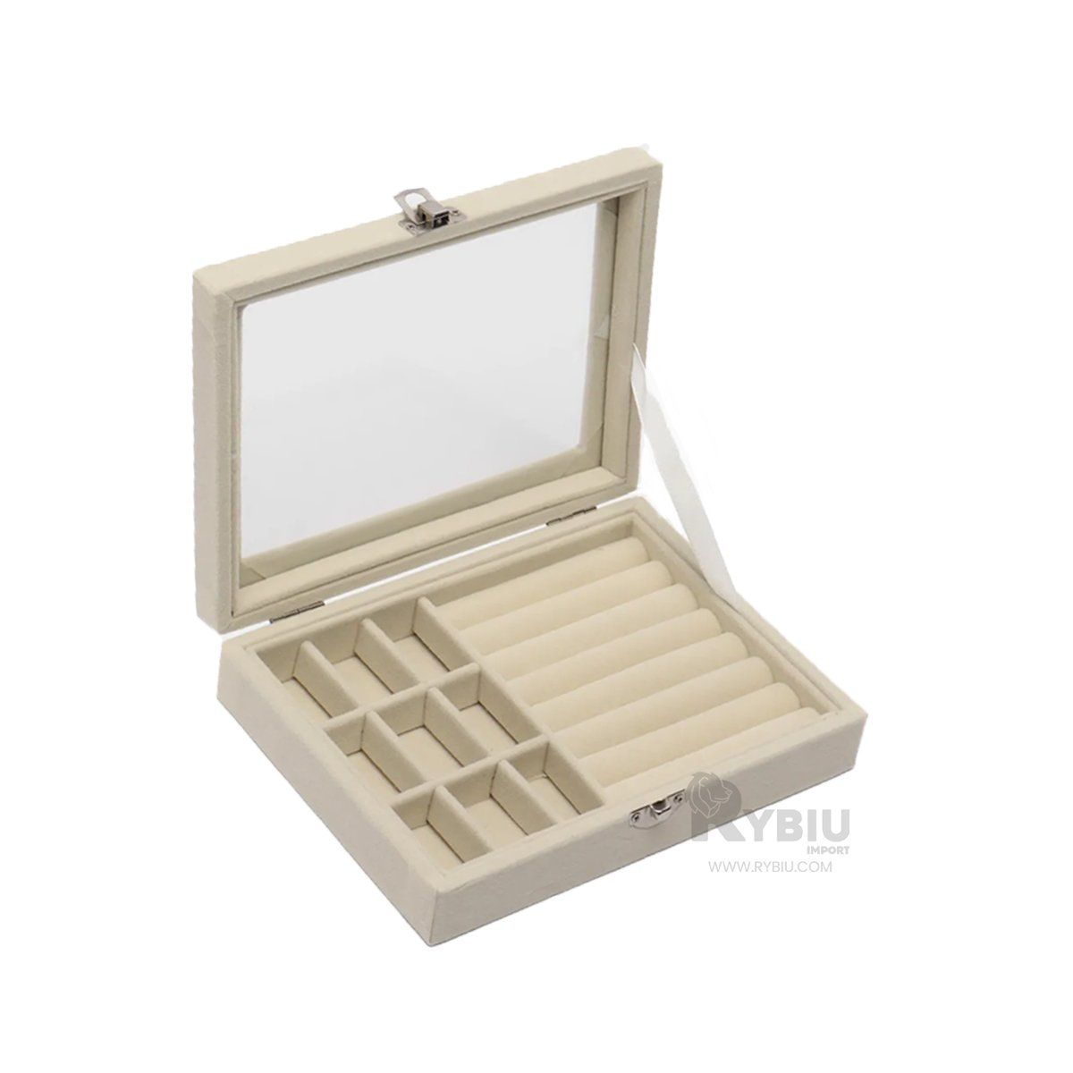 RYBIU IMPORT - Joyero Clasificador de Cuero de Beige Y+Regalo Stickers